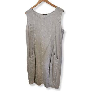 Made in Italy Gray Linen Dress with pockets